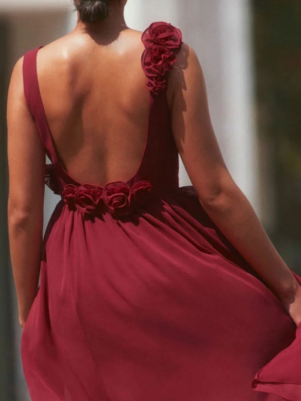 Reformation x NYC ballet dreamy collab 3D rosette maxi dress side slit sz 2 - Picture 3 of 11